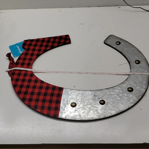 NEW! Plaid Wood / Metal Initial Monogram Letter "C" Hanging Wall Decor - Picture 5 of 7